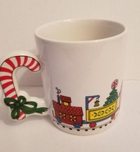 Christmas Train The Love Mug Coffee Candy Cane Handle Cocoa Tea Cup Vtg ... - $144.83 MXN