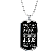 Blood Of Jesus Christ Necklace Stainless Steel or 18k Gold Dog Tag 24&quot; Chain - £30.01 GBP