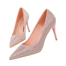 Plus Size 43  Pink Gold Silver Leather Slip-On Shallow Wedding Party Pointed Toe - £45.10 GBP