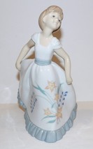 Lovely Nao By Lladro Porcelain Girl In Floral Dress 8 5/8&quot; Figurine - £52.22 GBP