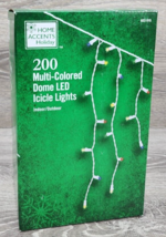 New Home Accents Holiday 200 Multicolor Dome Led Icicle Light Set Christmas - £20.03 GBP