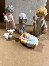 Children’s Five Piece Vintage Ceramic Christmas Nativity Set By Homco - £15.55 GBP