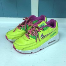 Nike Air Max 90 Leather GS Youth Sz 1Y neon Yellow Green sneakers CW5795... - £27.57 GBP