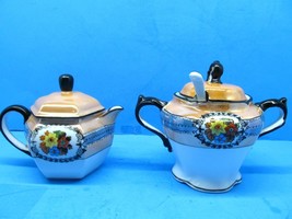 Noritake Morimura Hand Painted Sugar Bowl And Creamer Set - £25.54 GBP