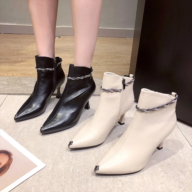  Designer Wome Western boy Boots Leather Block White Heels Ankle Bootssquare Hee - $128.73