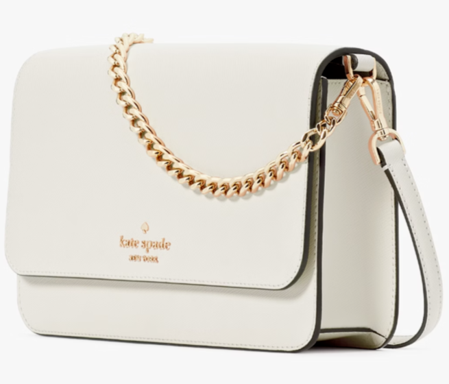 Kate Spade Madison Flap Crossbody Bag White Leather Chain Purse KC430 NWT Ivory