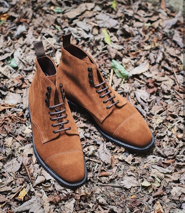 New Handmade Men's Brogue Ankle High Boot, Men's Tan Brown Suede Cap Toe LaceUp