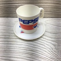 Vintage Pepsi Logo Cup and Saucer Rare Plastic Coffee Kids Size Chiton-G... - £11.81 GBP