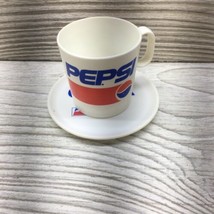 Vintage Pepsi Logo Cup and Saucer Rare Plastic Coffee Kids Size Chiton-G... - $282.50 MXN
