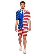 Men&#39;s 3 Piece USA American Flag Suitmeister Summer Suit Sz M NWT - $50.76 CAD