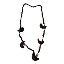 Vintage Seed Pod Bead Real Estate Necklace Long 28&quot; Brown White Purple S... - £15.31 GBP