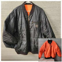 Timberland Pro VTG Y2K Reversible Black Orange Quilted Long Sleeve Coat ... - £34.93 GBP