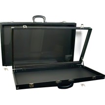 2 Black Glass Top Travel Jewelry Display Carrying Case 30&quot; x 17 1/2&quot; - £154.64 GBP