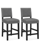 38.5/43.5 Inch Set of 2 Counter Height Chairs with Solid Rubber Wood Fra... - €177,84 EUR