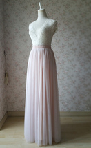 Blush Pink Tulle Maxi Skirts Bridesmaid Custom Plus Size Tulle Skirt Outfit image 6