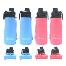 BEQU 750ml/25 fl oz Silicone Water Bottle - Set of 4 (Blue, Red) - $49.36 CAD