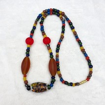 Beautiful vintage handmade thai glass beads long necklaceGift - $32.22