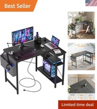 Compact Black Gaming Desk with USB Power - Reversible L-Shaped Workstation - $104.99