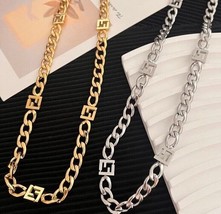 Letter F by Yard Gold Off White Silver Good Chain Necklace American Designer Y2K - £15.77 GBP