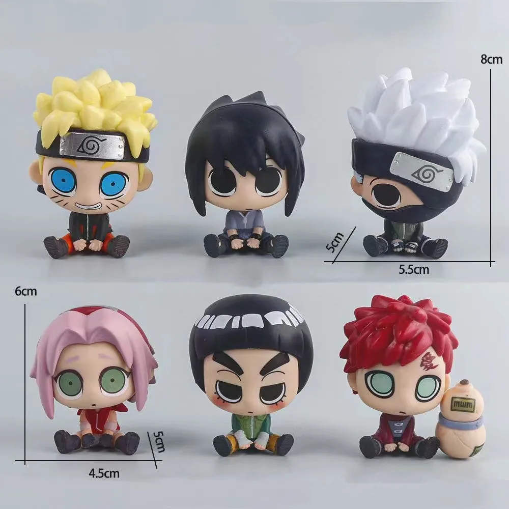 6pcs Naruto Anime Figure Uzumaki Naruto Kakashi Uchiha Sasuke Itachi Cute Toys Q - £21.69 GBP