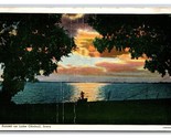 Sunset on Lake Okojobi Iowa IA UNP Linen Postcard N24 - £6.15 GBP