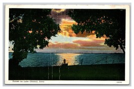 Sunset on Lake Okojobi Iowa IA UNP Linen Postcard N24 - £6.19 GBP