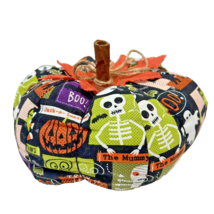 Halloween Fabric Handmade Pumpkin Decoration Table Decor 7 x 4&quot; - £8.05 GBP