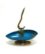 Vintage Brass And Enamel Bowl Nut Cracker Mounted Footed Bowl Made In Is... - £39.54 GBP