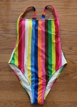 Tabitha Brown for Target Medium M  One Piece Swimsuit Rainbow Striped - £27.24 GBP