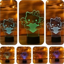 3D Illusion Night Light Kids 7 Colors Hello Kitty Lamp Unicorn - £7.40 GBP