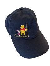 Disney Cap Hat Navy Winnie The Pooh Wondering The Day Away Embroidered Hook Loop - £15.10 GBP