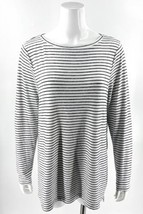Banana Republic Tunic Sweater Size L White Black Striped Side Slit Light... - $29.70