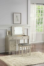 Silver Bedroom Vanity Set: Stool, Flip Mirror, Drawers, Storage - $886.22 CAD