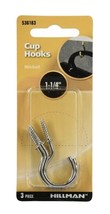 Hillman Nickel Metal Cup Hanging Screw Hooks, 1-1/4&quot;, Pack of 3, #536183 - £3.50 GBP