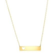 14K Yellow Gold, Bar w/Heart Cut-Out Necklace - £360.01 GBP