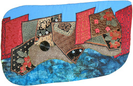 Cityscape on the River: Quilted Art Wall Hanging - $325.00