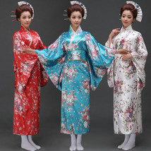 Japanese Kimono Vintage Yukata Haori Costume Retro Geisha Dress Obi Cosp... - $15.88