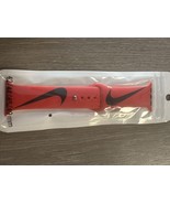 Nike Swoosh Apple Watch Band BLACK / Red 42-49mm 1,2,3,4,5,6,7,8,9,Ultra... - $28.04