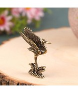 Brass Crane Figurine, Miniature, Desktop Ornament, Home Decoration, Craft - $18.00
