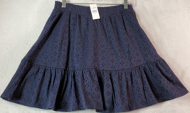 LOFT Skirt Womens Size Small Navy Eyelet Lined Polyester Elastic Waist Pull On - £19.57 GBP