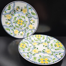 2 Williams Sonoma Aerin Lauder Seville Salad Plates Set Floral Dish Portugal Lot - $49.17
