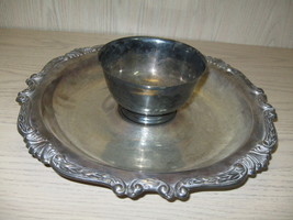 Sheridan Silver Co Silver Plate Plate Chip &amp; Dip Cracker Vegetable Tray With Bow - £14.11 GBP