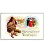 Postcard Military World War I Soldier Writing To A Friend Fight We Shall - £15.68 GBP