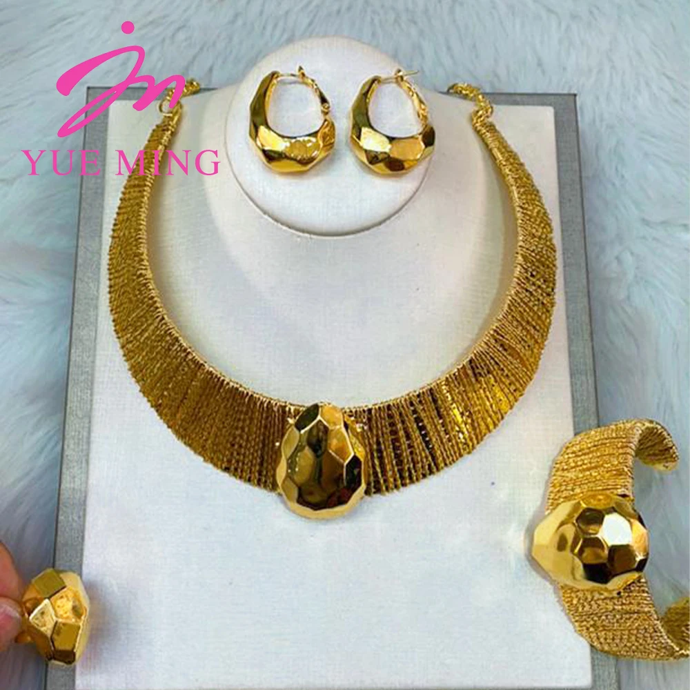 Primary image for Dubai Luxury Gold Plated Necklaces Ring Earrings Bracelets Jewelry Sets African 