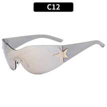 Y2K gles for Women Men Trendy Rimless    Goggles Oversized Wrap Around Shades 20 - £82.78 GBP