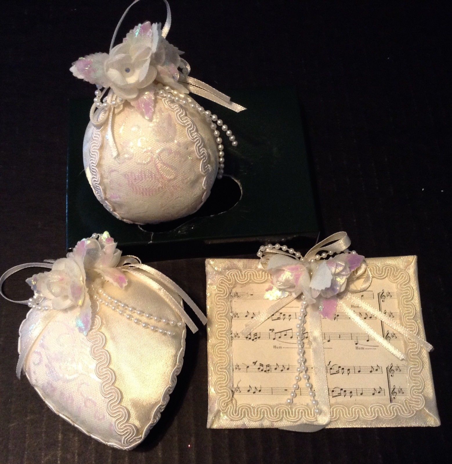 Shabby Victorian Chic White Christmas Ornament Lot - $14.84
