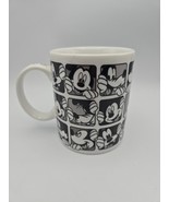 Disney ZRIKE Grid Print Coffee Mug Cup Black &amp; White Mickey Goofy Excell... - $27.14 CAD