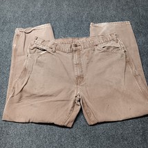 * Dickies Carpenter Canvas Pants Men 38x30 Brown Workwear Utility High Rise - $18.06