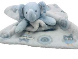Blankets And Beyond Elephant Lovey Baby Boys Blue Damask Plush Security Blanket  - $13.32