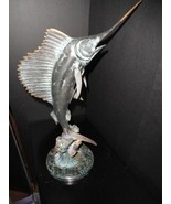 SPI Gallery Feeding Frenzy Sailfish Brass Sculpture on Marble Base - $335.08 CAD